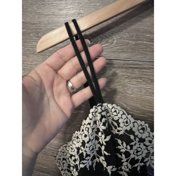 Wacoal Embrace Lace Slip Dress Black Ivory New Sz M Sexy Sheer Embroidered - Picture 7 of 9